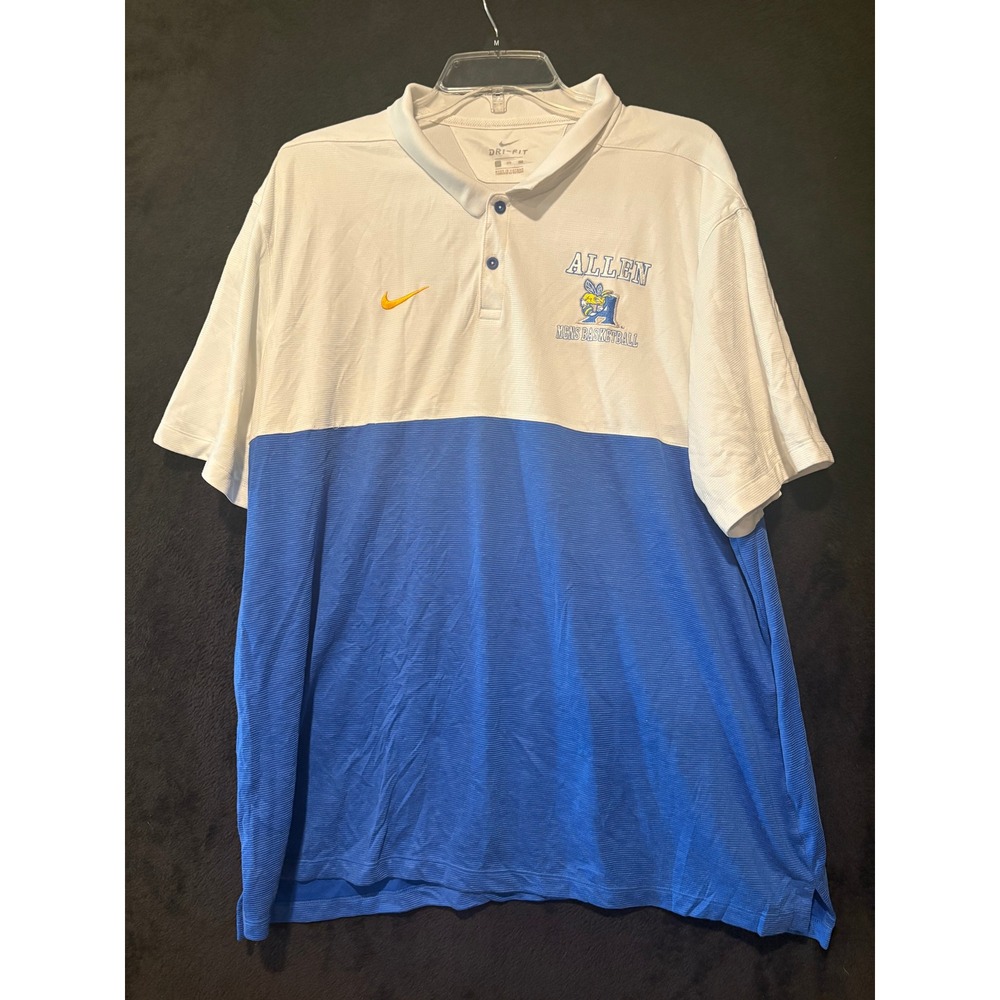 Nike Dri-FIT Allen Yellow Jackets Basketball Polo Shirt White Blue 3TG‎